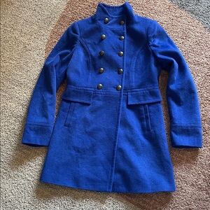 Vintage Women Long Small Long Naval Military Wool-Blend Band Coat Nautical